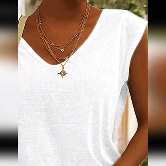 NWT White Vneck Batwing Shein Tank Top - Picture 4 of 9